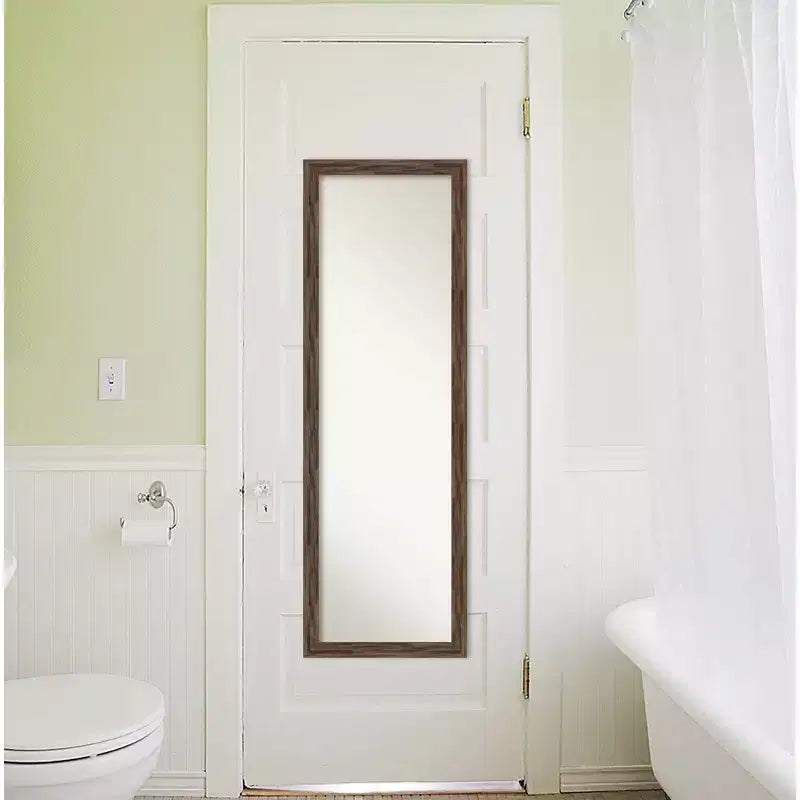 17" x 51" Regis Narrow Framed Full Length Mirror, Light Brown: Door/Wall Mount, Wood Frame