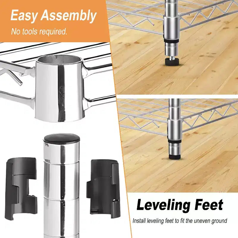 4-Tier Steel Wire Shelving Unit Storage Shelves with Wide-Span Shelves Perfect for Home Office or Commercial Use