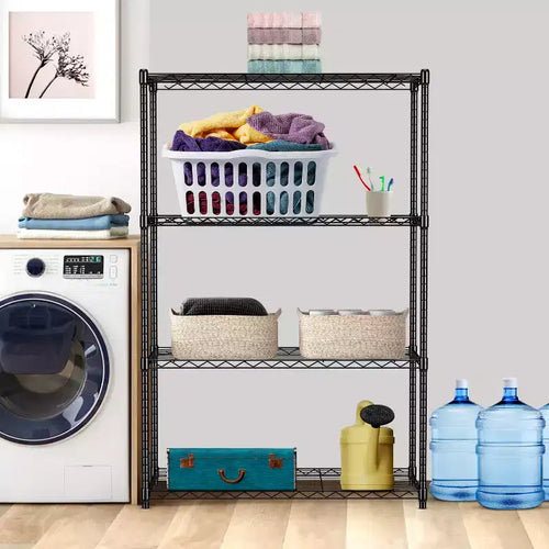 4-Tier Steel Wire Shelving Unit Storage Shelves with Wide-Span Shelves Perfect for Home Office or Commercial Use