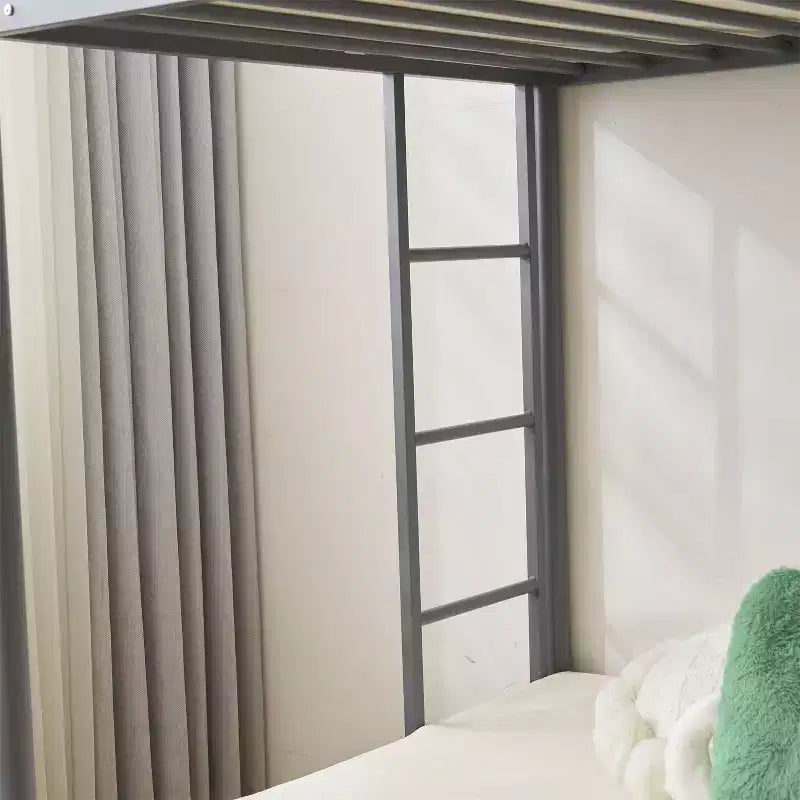 Blcak Twin over Twin Bunk Bed with Trundle, Heavy Duty Metal Bed Frame with Safety Rail Side Ladders
