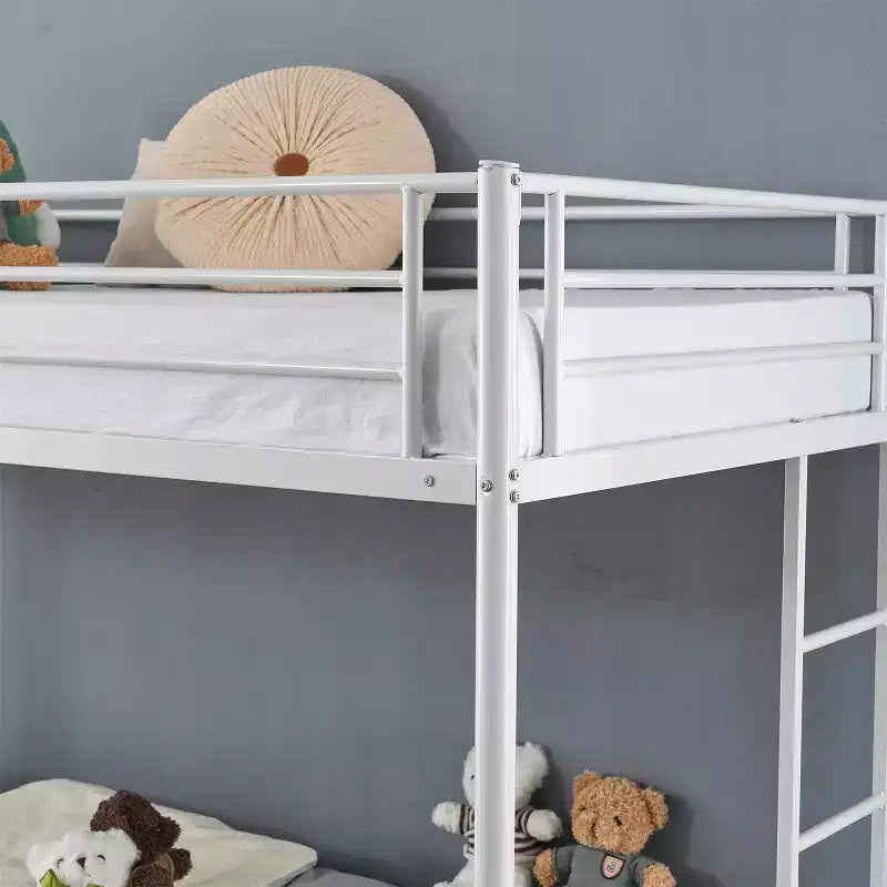 Blcak Twin over Twin Bunk Bed with Trundle, Heavy Duty Metal Bed Frame with Safety Rail Side Ladders