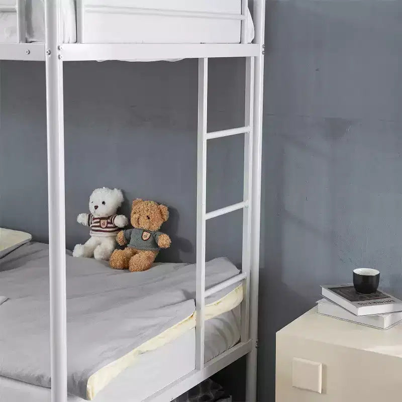 Blcak Twin over Twin Bunk Bed with Trundle, Heavy Duty Metal Bed Frame with Safety Rail Side Ladders