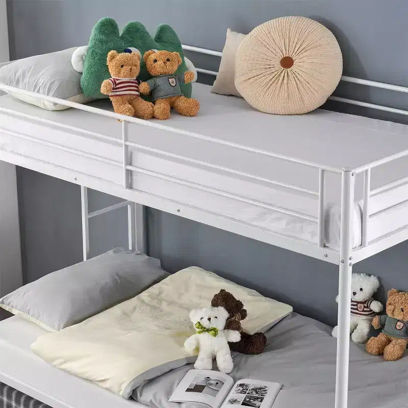 Blcak Twin over Twin Bunk Bed with Trundle, Heavy Duty Metal Bed Frame with Safety Rail Side Ladders