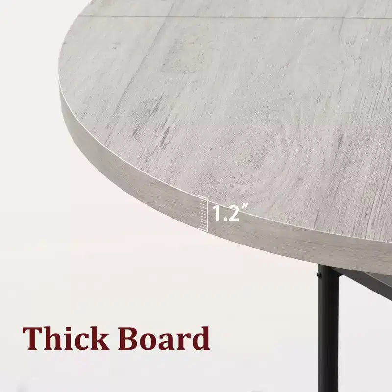 47 In Round Dining Table for 6,Dinner Wooden Kitchen Table with Storage Shelves & Roman Metal Legs for Dining Room,Kitchen,Living Room (Table Only)