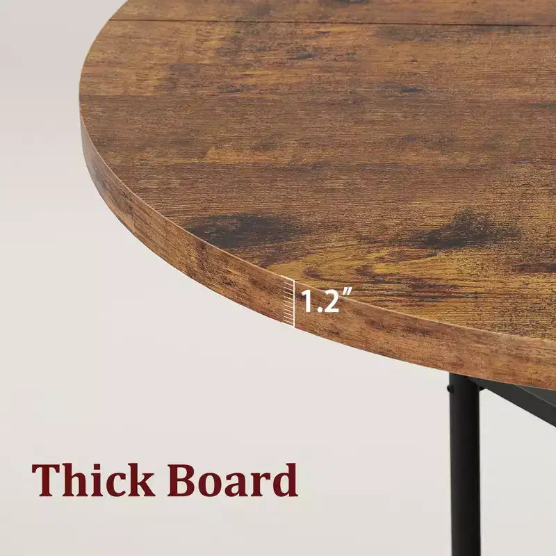 47 In Round Dining Table for 6,Dinner Wooden Kitchen Table with Storage Shelves & Roman Metal Legs for Dining Room,Kitchen,Living Room (Table Only)