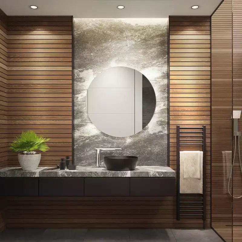 Aluminum LED Round Mirror - LMR1004 - Silver - Safavieh