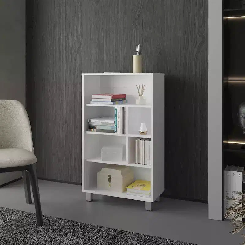 Bookcase in Melamine with Six Shelves