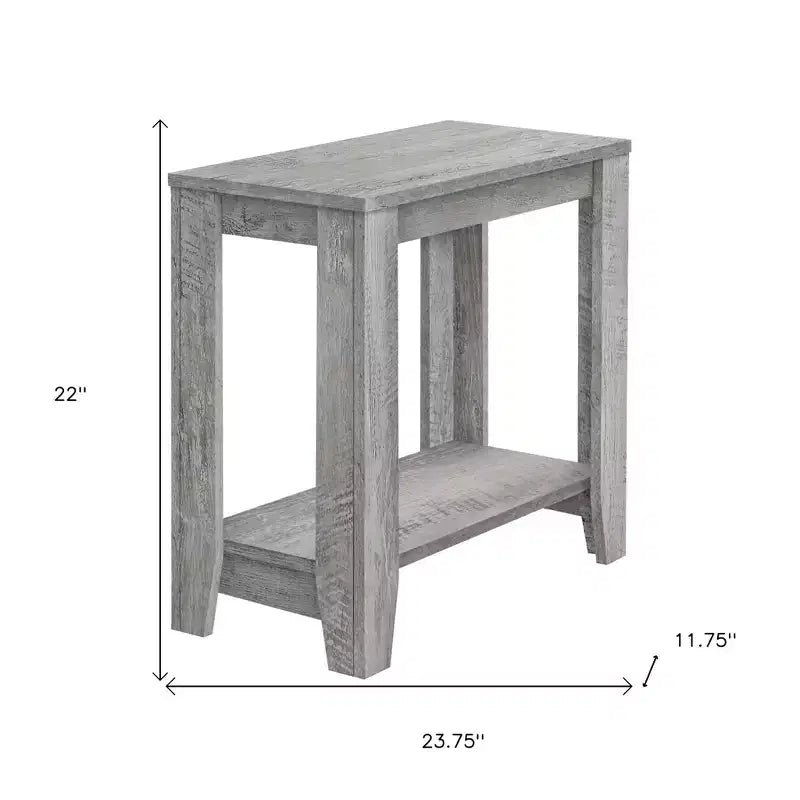 Gray Wood End Table With Shelf
