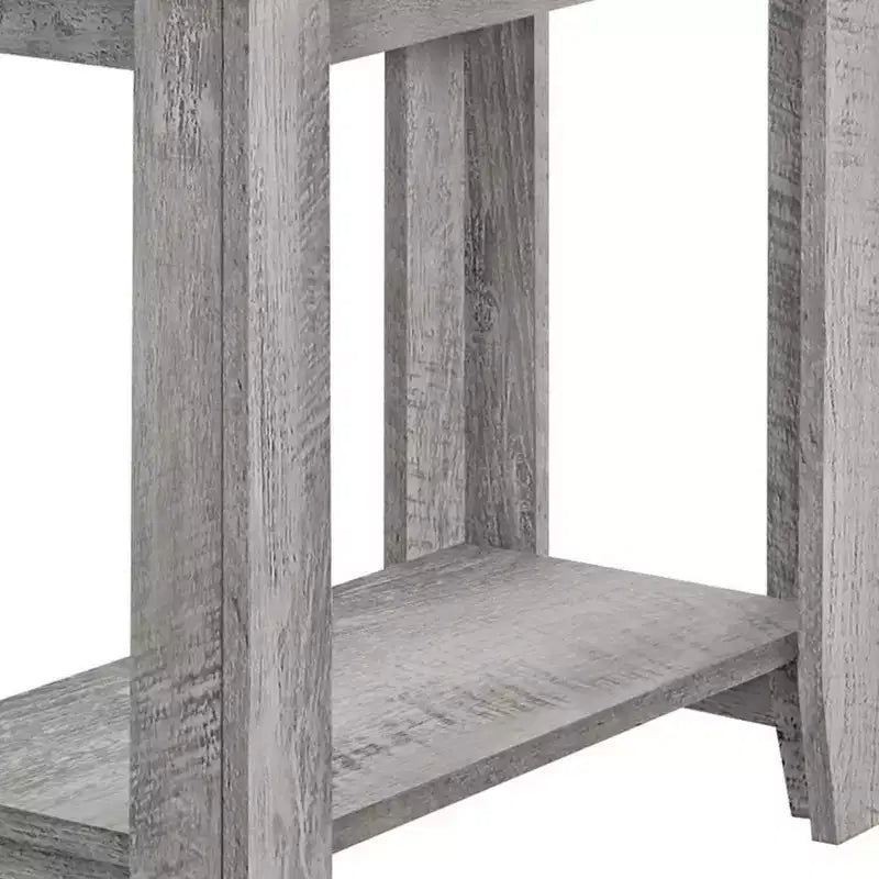 Gray Wood End Table With Shelf