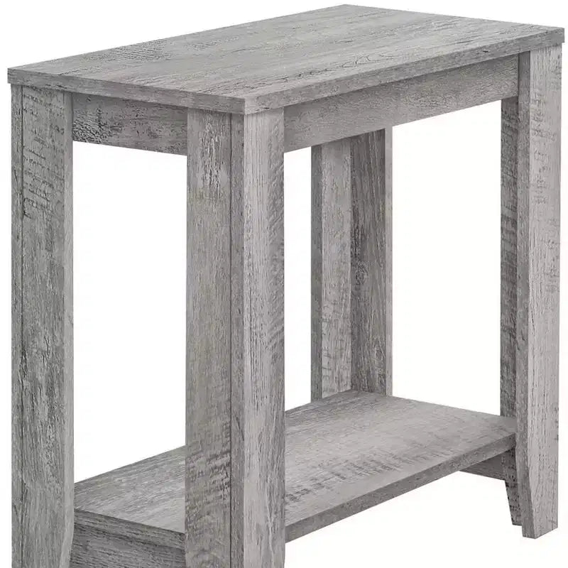 Gray Wood End Table With Shelf