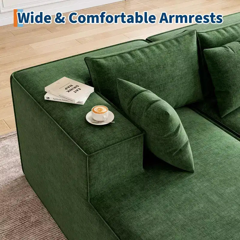 Modular Sectional Couches for Living Room, L-Shaped Sectional Couch with Deep Seat, Upholstered Sofa for Bedroom, No Assembly Required, Chenille