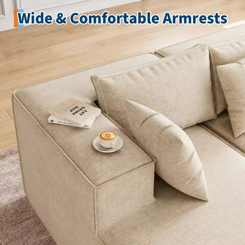 Modular Sectional Couches for Living Room, L-Shaped Sectional Couch with Deep Seat, Upholstered Sofa for Bedroom, No Assembly Required, Chenille