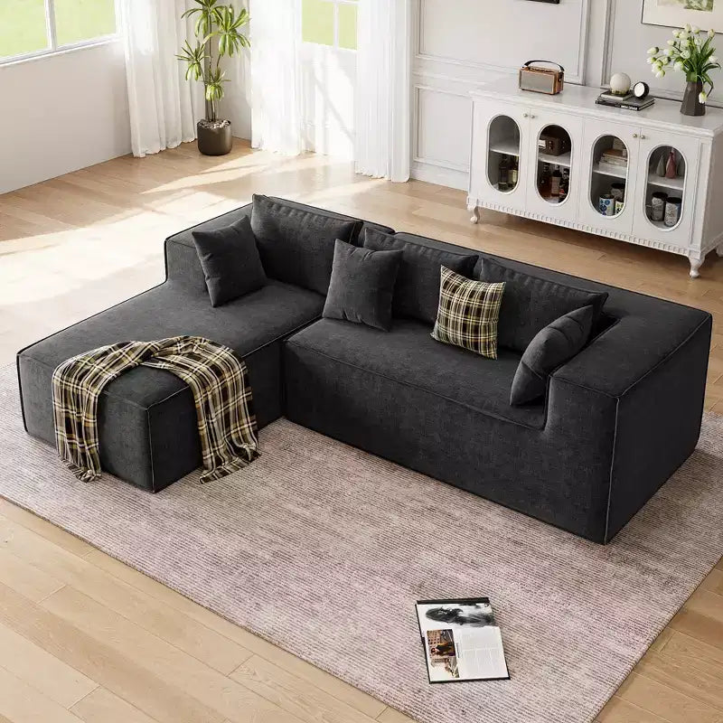 Modular Sectional Couches for Living Room, L-Shaped Sectional Couch with Deep Seat, Upholstered Sofa for Bedroom, No Assembly Required, Chenille