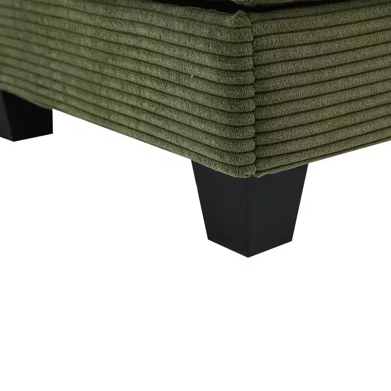 Corduroy L-Shaped Sectional Sofa, 3-Seater Couch with Movable Ottoman, Modular Living Room Furniture for Apartments