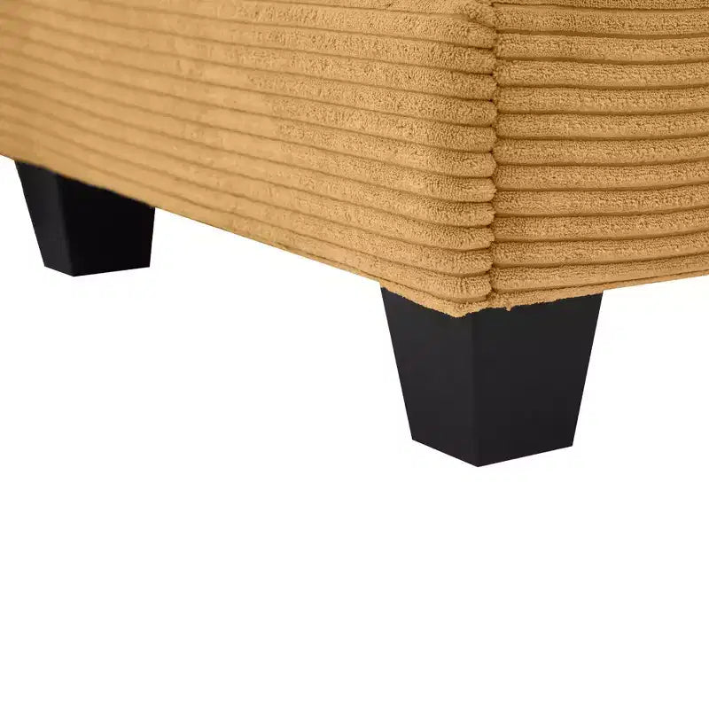 Corduroy L-Shaped Sectional Sofa, 3-Seater Couch with Movable Ottoman, Modular Living Room Furniture for Apartments