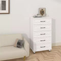 5 Drawer Dresser, White Tall Dresser for Bedroom, Closet Wood Storage with Steel Handles, White