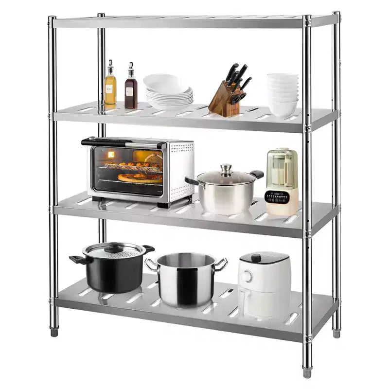TROPOW Stainless Steel Shelves,Storage Shelf Heavy Duty Adjustable Shelf Units Adjustable Height and Vent Holes for Kitchen Garage Office Restaurant