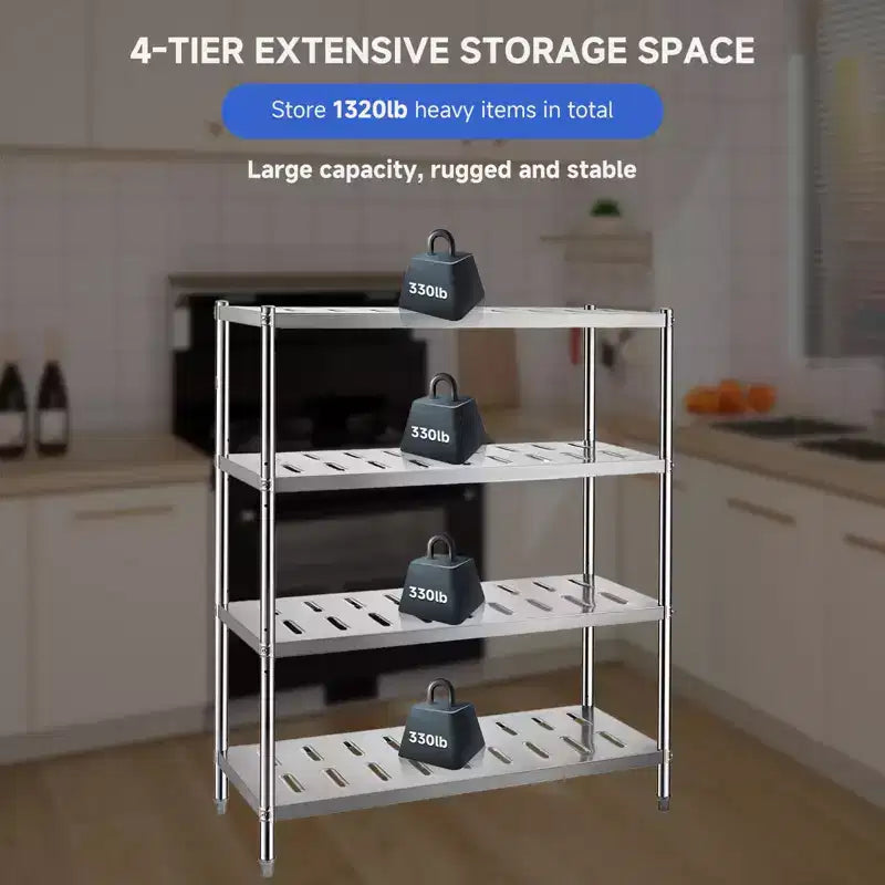 Stainless Steel Shelves,Storage Shelf Heavy Duty Adjustable Shelf Units Adjustable Height and Vent Holes for Kitchen Garage Office Restaurant