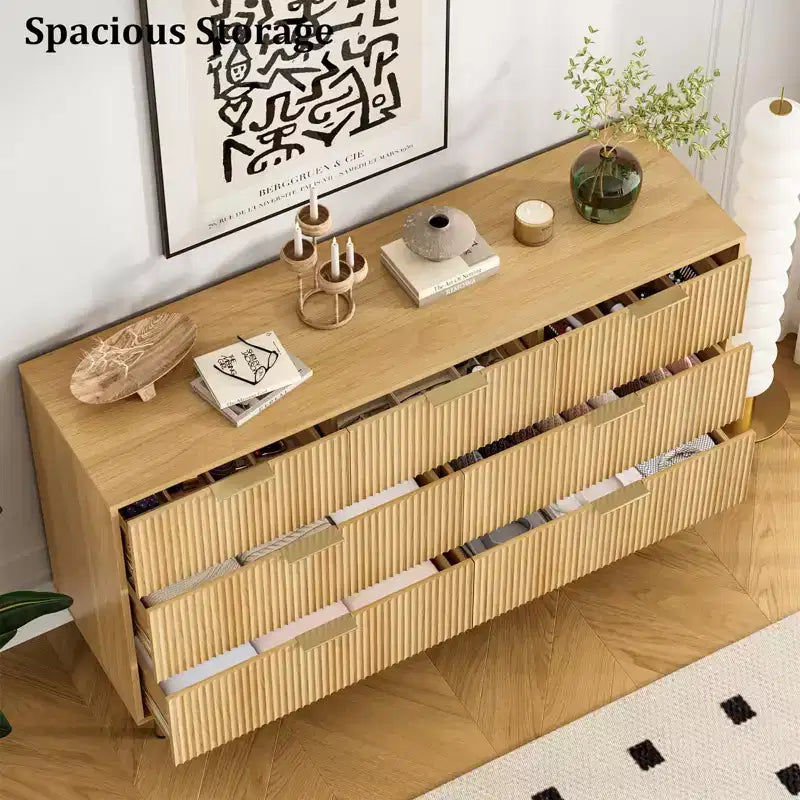 7 Drawer Dresser for Bedroom, 47W Wooden Chest of Drawers with Metal Handles, Fluted Dresser Storage Cabinet, TV Stand for Living Room