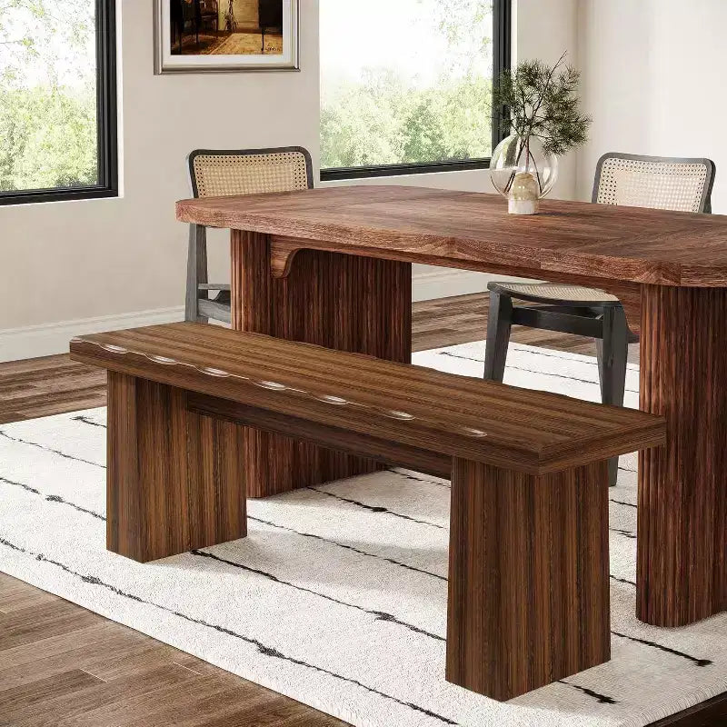 Wooden Entryway Bench, 47 Wood Dining Table Bench with Sturdy Frame for Kitchen Bedroom Living Room Hallway, Easy Assembly,
