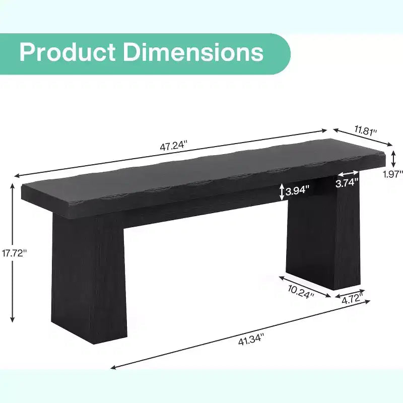 Wooden Entryway Bench, 47 Wood Dining Table Bench with Sturdy Frame for Kitchen Bedroom Living Room Hallway, Easy Assembly,