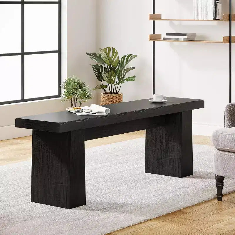 Wooden Entryway Bench, 47 Wood Dining Table Bench with Sturdy Frame for Kitchen Bedroom Living Room Hallway, Easy Assembly,