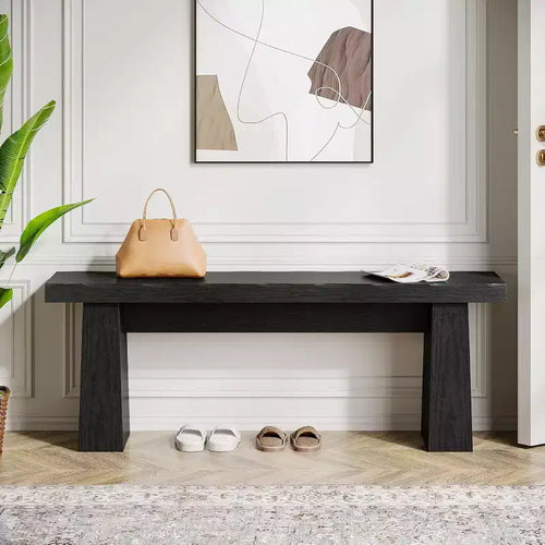 Banc d'entrée en bois, banc de salle à manger en bois de 120 cm avec cadre robuste pour cuisine, chambre, salon, couloir, montage facile,