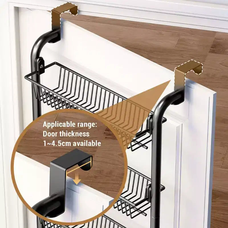 Over The Door Organizer, 6-Tier Metal Pantry Organization, Over Door Hanging Organizer With Adjustable Baskets For Home Kitchen Laundry Room