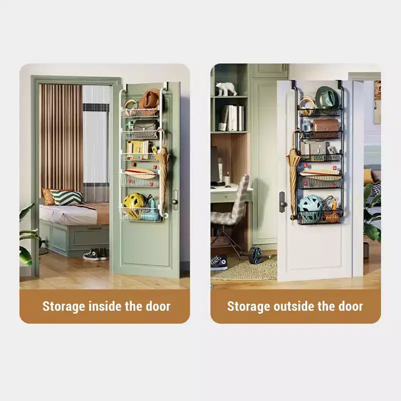 Over The Door Organizer, 6-Tier Metal Pantry Organization, Over Door Hanging Organizer With Adjustable Baskets For Home Kitchen Laundry Room