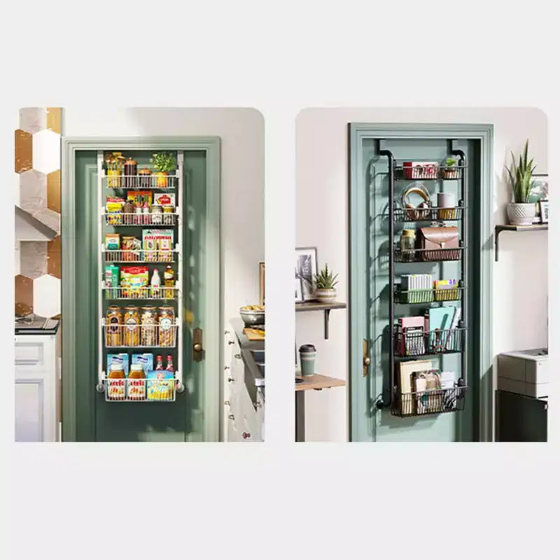 Over The Door Organizer, 6-Tier Metal Pantry Organization, Over Door Hanging Organizer With Adjustable Baskets For Home Kitchen Laundry Room