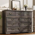 Dresser for Bedroom with 9 Drawers,47 Wide Vintage Chest of Drawers with Metal Handle & Natural Texture,Wood Dresser for Living Room,Hallway