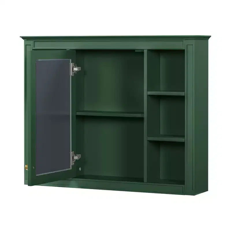 35 x 27.5 Bathroom Mirror Cabinet with 6 Open Shelves, Wall Mounted Medicine Cabinet (No Vanity)
