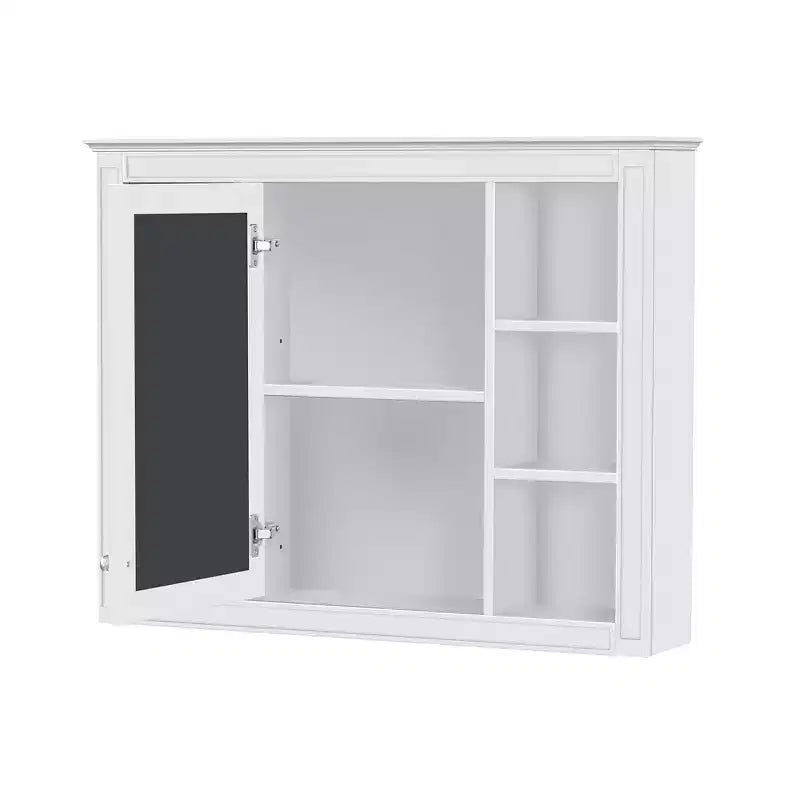 35 x 27.5 Bathroom Mirror Cabinet with 6 Open Shelves, Wall Mounted Medicine Cabinet (No Vanity)