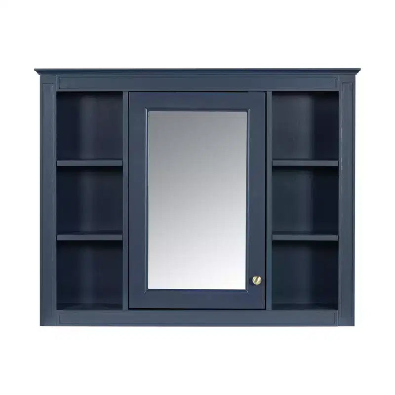 35 x 27.5 Bathroom Mirror Cabinet with 6 Open Shelves, Wall Mounted Medicine Cabinet (No Vanity)