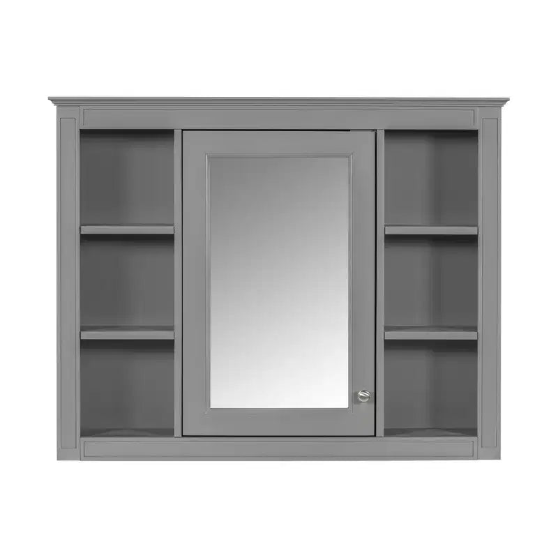 35 x 27.5 Bathroom Mirror Cabinet with 6 Open Shelves, Wall Mounted Medicine Cabinet (No Vanity)