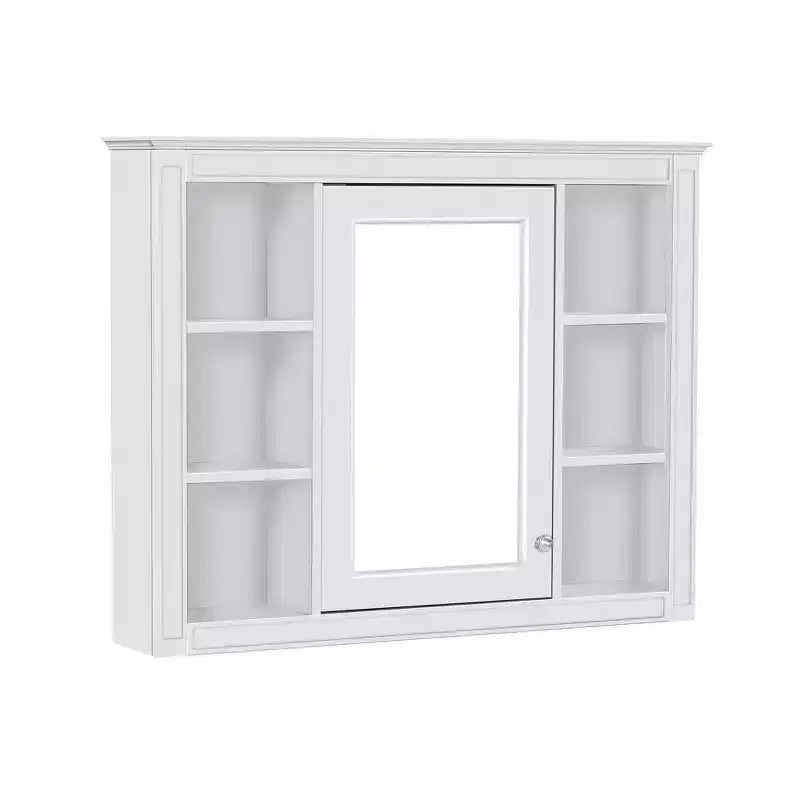 35 x 27.5 Bathroom Mirror Cabinet with 6 Open Shelves, Wall Mounted Medicine Cabinet (No Vanity)