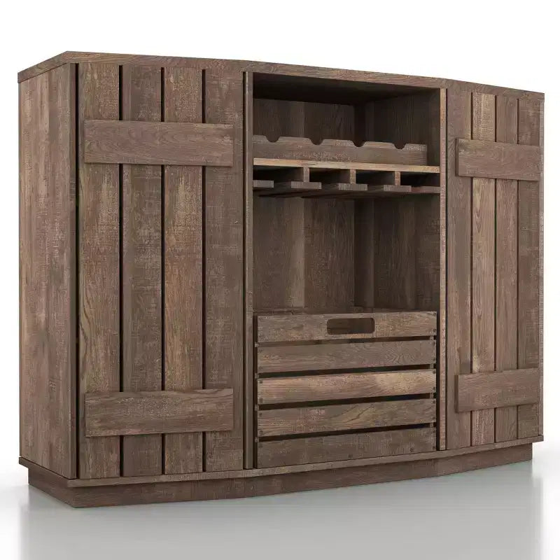 HOMES: Inside + Out Candy Plank Inspired Dining Buffet with Removable Crate Reclaimed Oak: Kitchen Storage, Stemware Rack