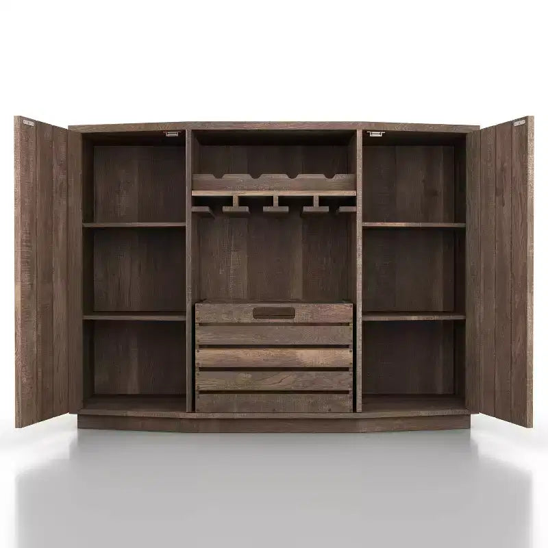 HOMES: Inside + Out Candy Plank Inspired Dining Buffet with Removable Crate Reclaimed Oak: Kitchen Storage, Stemware Rack
