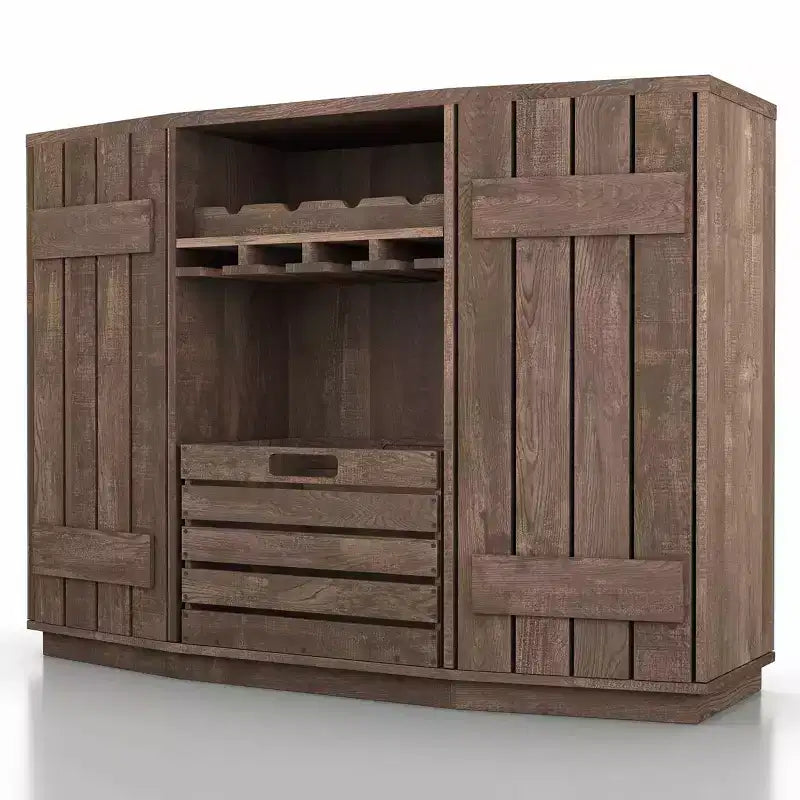 HOMES: Inside + Out Candy Plank Inspired Dining Buffet with Removable Crate Reclaimed Oak: Kitchen Storage, Stemware Rack