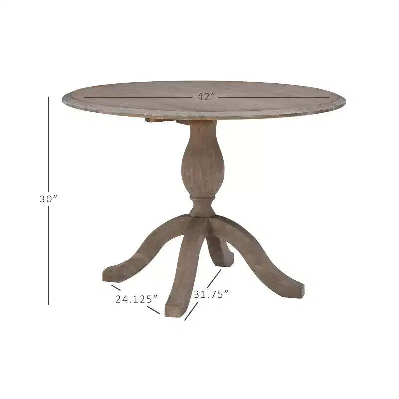 Traditional Dining Tables Rustic Brown - Linon: Solid Wood, Seats 4, 42" Diameter