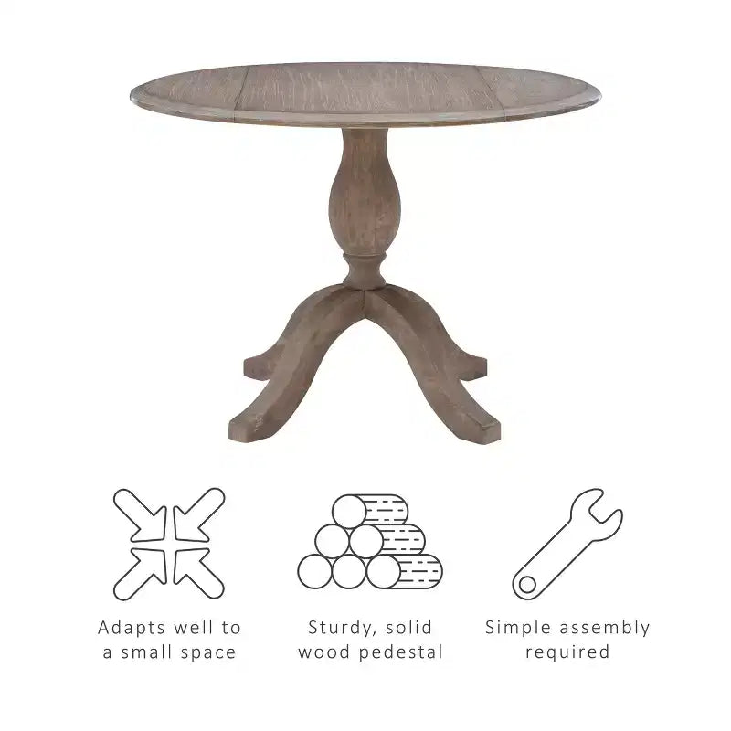 Traditional Dining Tables Rustic Brown - Linon: Solid Wood, Seats 4, 42" Diameter