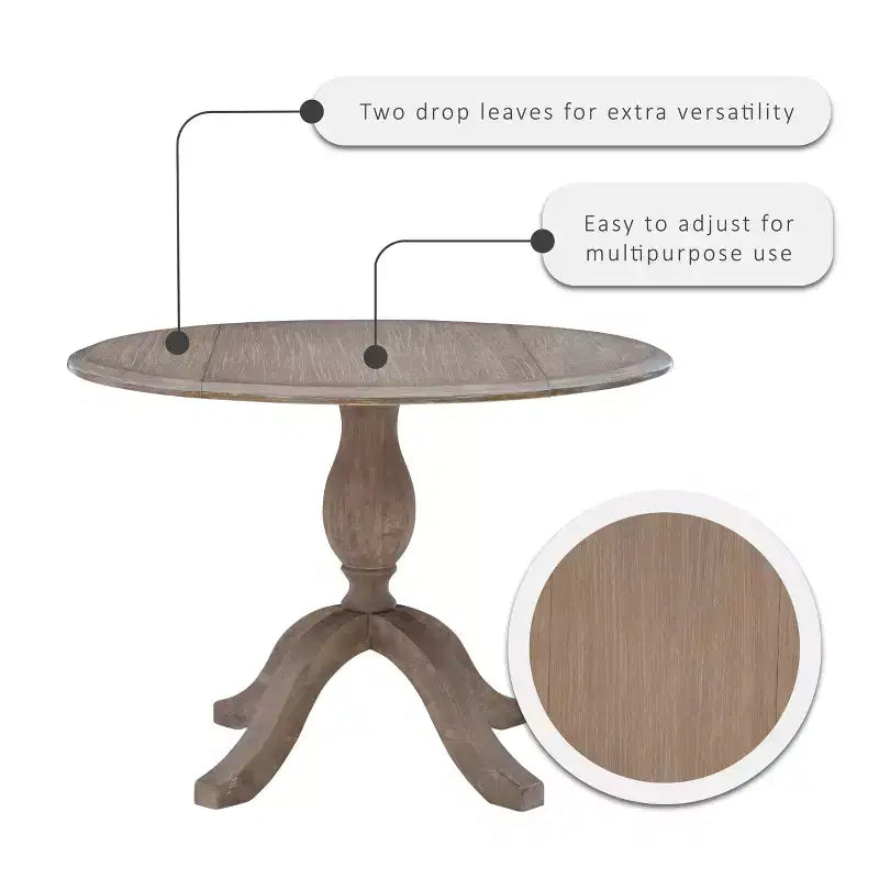 Traditional Dining Tables Rustic Brown - Linon: Solid Wood, Seats 4, 42" Diameter