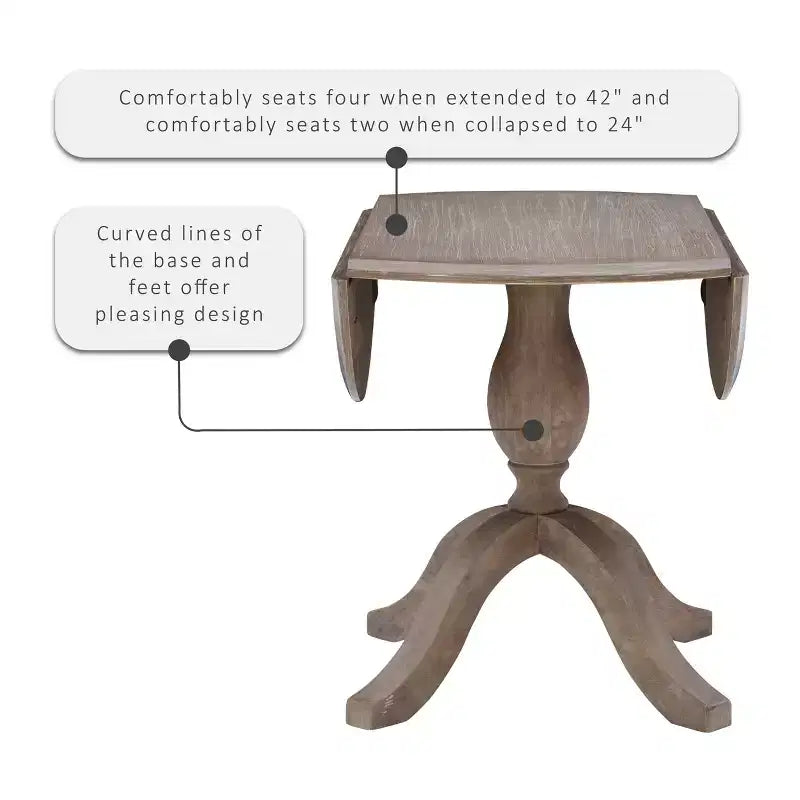 Traditional Dining Tables Rustic Brown - Linon: Solid Wood, Seats 4, 42" Diameter