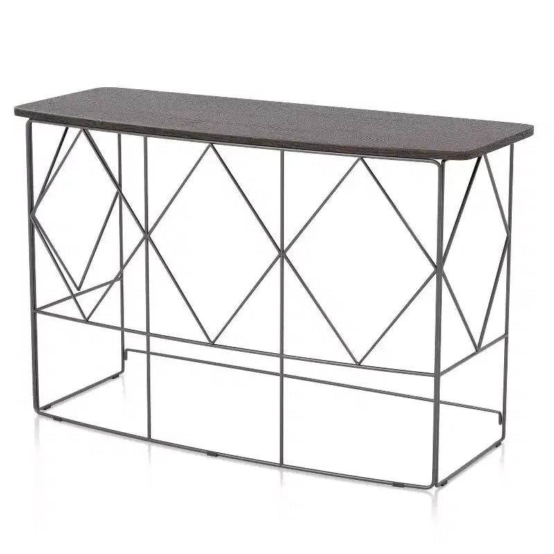 Drixol Rectangle Sofa Table Walnut - miBasics: Steel Frame, MDF & Wood Veneer, 30" High, Narrow Profile
