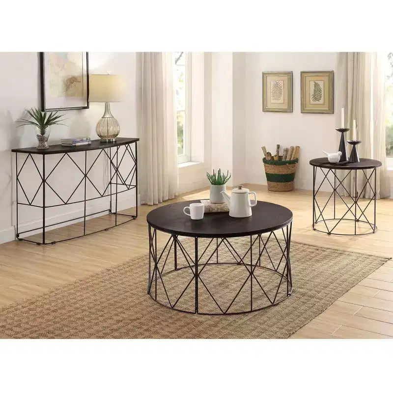 Rectangle Sofa Table Walnut: Steel Frame, MDF & Wood Veneer, 30" High, Narrow Profile