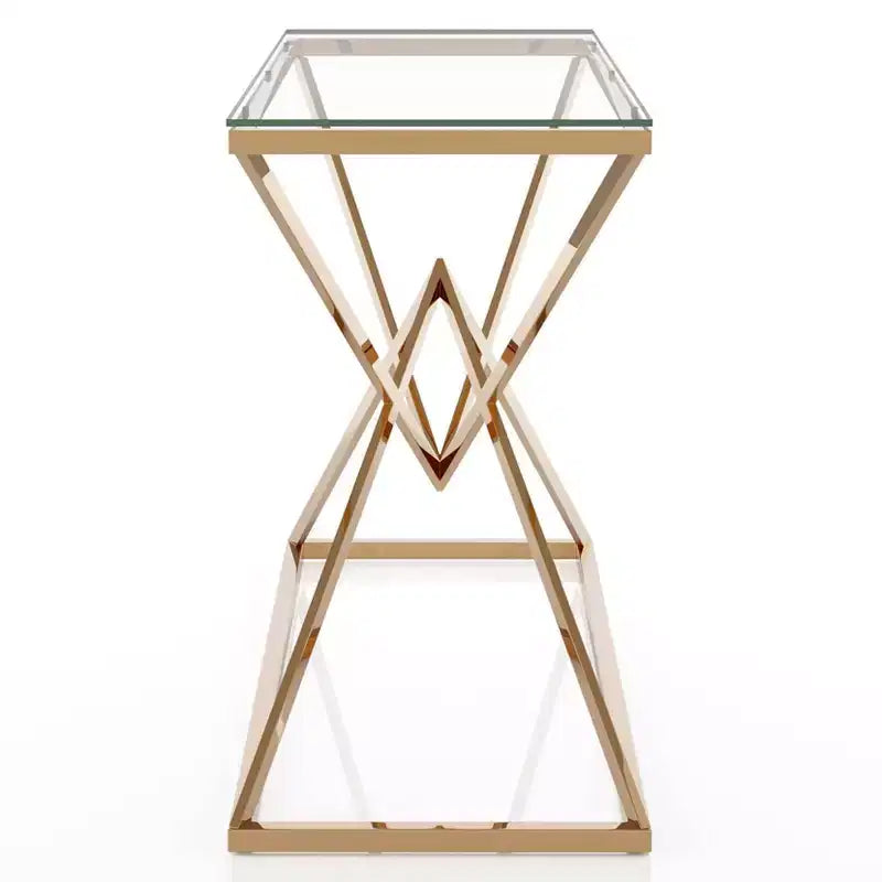 Glass Top Sofa Table Gold Plating: Steel Frame, Entryway, Modern Design, 47.25"W
