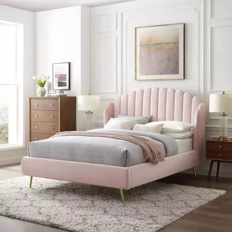 Queen Lana Performance Velvet Wingback Platform Bed - Modway