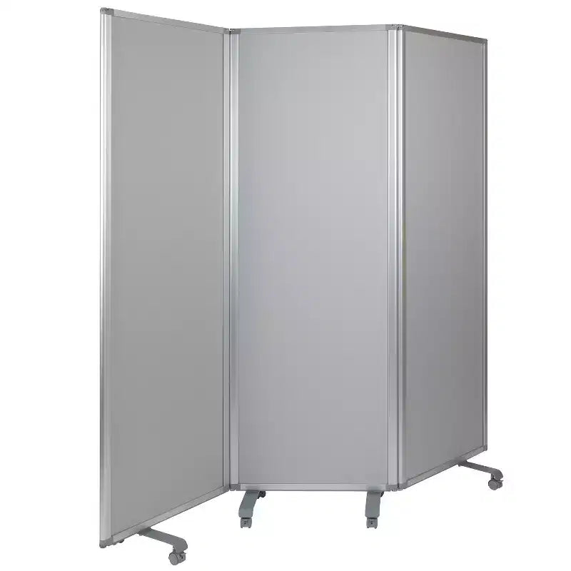 Flash Furniture Double Sided Mobile Magnetic Whiteboard/Cloth Partition with Lockable Casters, 72H x 24W (3 sections included)