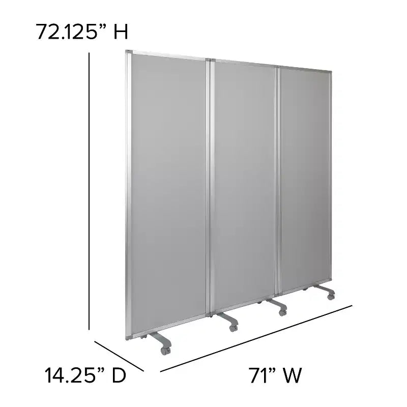 Double Sided Mobile Magnetic Whiteboard/Cloth Partition with Lockable Casters, 72H x 24W (3 sections included)