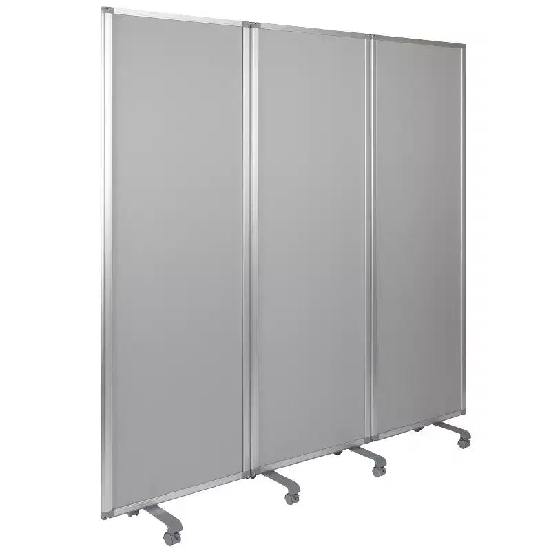 Double Sided Mobile Magnetic Whiteboard/Cloth Partition with Lockable Casters, 72H x 24W (3 sections included)